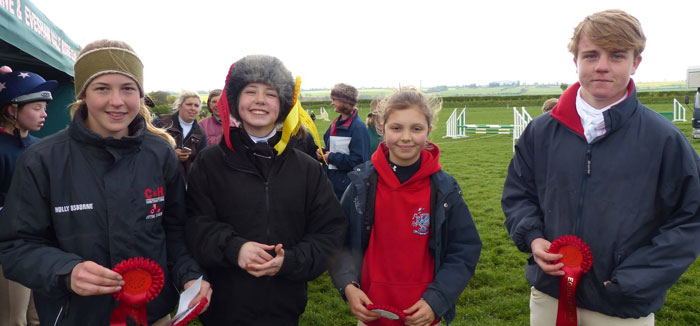 A win for the Evenlode Juniors at the Eventer Challenge Qualifier 2014 - Holly Osborne, Bizzy Loffet, Molly Tice & Neil Atkinson